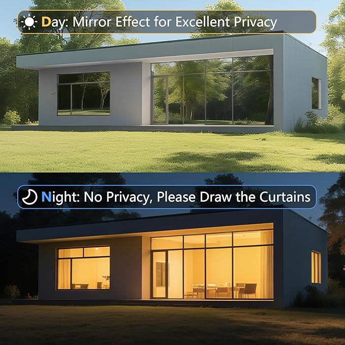 LEMON CLOUD One Way Window Privacy Film See Out Not in Reflective Mirror UV Window Cling Sun Blocking Heat Control Glare Control with Tools,17.5 Inch x 78.7 Inch