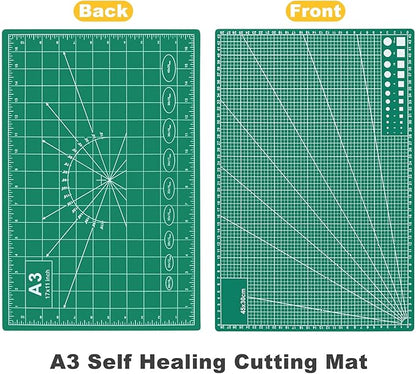 5 PCS Self Healing Cutting Mat 12" x 18": Sewing Rotary Cutting Mat for Crafts and Fabric Sewing Scrapbooking Quilting and Precision Cutting (5, Green)