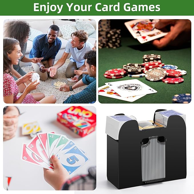 Automatic Card Shuffler 1/2/4/6 Decks,Battery Operated Electric Playing Card Shuffler for UNO,Casino Card Game,Poker,Phase 10,Blackjack,Texas Hold'em,Home Card Games