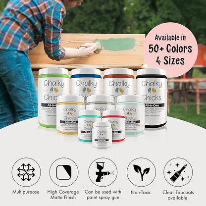 Chalky Chicks All-in-One Chalk Paint for Furniture or Cabinet - 4 Fl Oz - Matte Finish Sweet 16 (Pink) for Metal, Wood Furniture Paint - No Sanding All-in-One for Home Decor & Crafts, USA Made