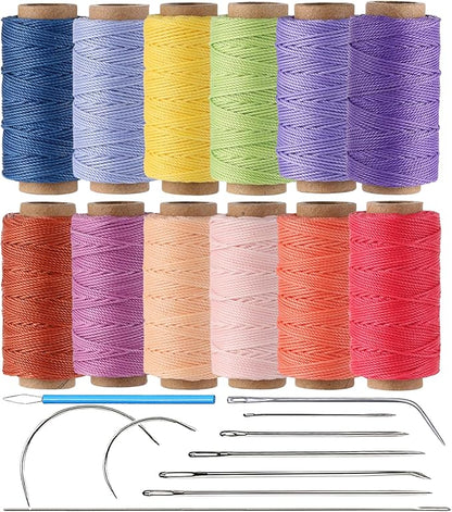 KIVISIN Trendy Color Waxed Thread 0.8mm, Heavy Duty Wax Polyester Cord 32 Yards String Spools Wax Coating for Bracelets Braiding, Micro Knotting, Sewing, Stitching, Book Binding, Micro Macrame Making