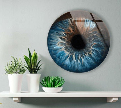My Photostation.com 39,4''(100cm) Diameter Eye Round Blue Glass Wall Art Tempered Glass Printing Wall Decor Large Wall Art Wall Hangings