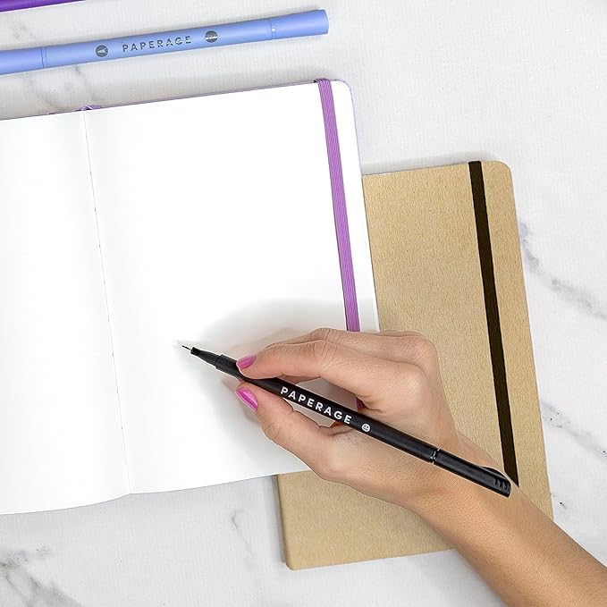 PAPERAGE Recycled Blank Journal Notebook, (Lilac), 160 Pages, Medium 5.6 in x 8 in - 100 GSM Thick Paper – Hardcover Journaling Notebook for Work, School, Note Taking or Sketching