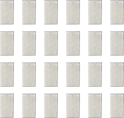 ImpressArt - Premium Metal Stamping Rectangle Blanks for Metal Stamping and Jewelry Making (24 Pack) (11/16" x 1 1/4" Rectangle w/Hole, Aluminum)
