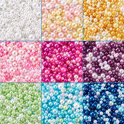3300pcs Resin Beads Resin Bubble Beads No Hole Imitation Pearls Loose Beads Resin Round Spacer Beads for Resin Crafting and Nail Arts Jewelry Making 9 Colors