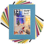 Mat Board Center, 12X16 Mix Color Mats for 8X12 Pictures - Acid Free, 4-Ply Thickness, White Core, Bevel Cut - for Artworks, Photos, Framing - Pack of 12