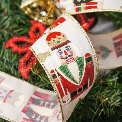 CT CRAFT LLC Ivory Satin Toy Soldier with Wired Ribbon 2.5 Inch x 10 Yards for Christmas Home Decor Tree Topper Bow Gift Wrapping DIY Crafts Wreath Garland