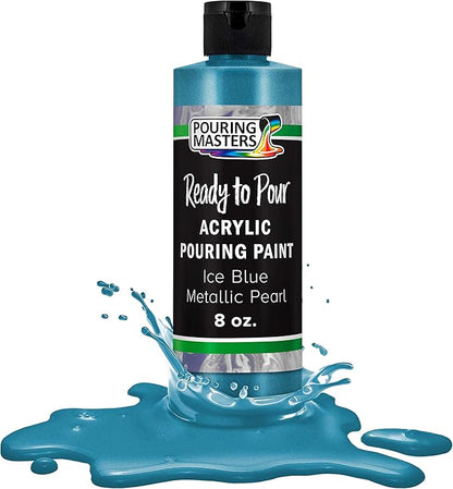 Pouring Masters Ice Blue Metallic Pearl Ready to Pour Acrylic Pouring Paint - Premium 8-Ounce Pre-Mixed Fluid Acrylic Paint - Fluid Art Supplies for Canvas, Wood, Paper, Tile & Rocks