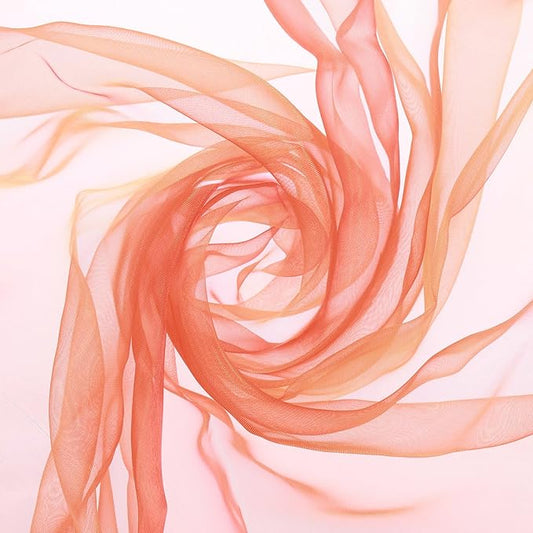 MECCANIXITY Iridescent Sheer Organza Fabric, 2 Yards x 59 Inches Solid Holographic Shiny Fabric Organza Cloth for Wedding, Curtains, Costume, Photo Background, Gradient Dark Orange Red