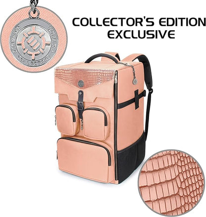 ENHANCE Collector's Edition Board Game Backpack - Reinforced Rigid Board Game Storage with Padded Shoulder Straps, Carrying Handle, and Accessories Pockets for Dice, Cards, More (Dragon Pink)