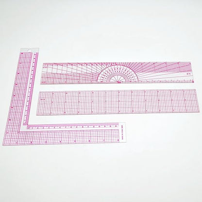 Fashion Clear Metric Sewing Ruler Set,French Curve Pattern Rulers for Beginners, Tailors, Designers, Quilting, Embroidery, Cross Stitch, Crochet, Knitting 9pcs