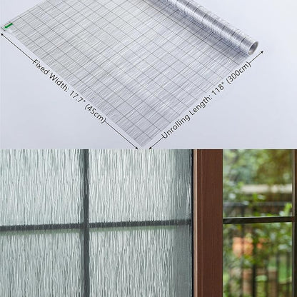 VELIMAX Frosted Window Privacy Film Non Adhesive Window Cling Removable Glass Covering Clear Water Opaque Window Film for Home Anti UV 17.7x118 inches