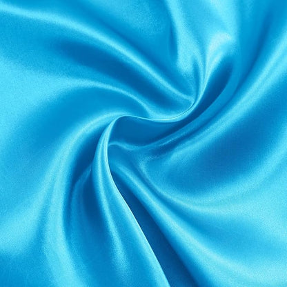 RUDONG M Aqua Blue Satin Fabric by The Yard, 3 Yard x 60 Inch Wide Silky Charmeuse Satin Fabric, Soft Satin Fabric for Wedding Decorations, Bridal Dress, Sewing, Accessories, DIY Crafts
