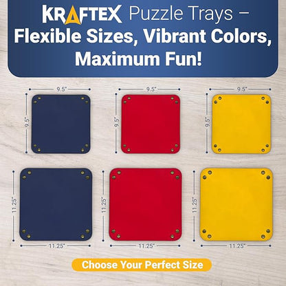 Puzzle Sorting Trays - 3X Large Puzzle Organizer for Sorting 1000 Pieces up to 3000 Pieces, Stackable Jigsaw Accessories for Adults in Red, Yellow and Blue