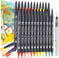 24 Colors Blendable Watercolor Markers 2025 Upgrade Double Tip Paint Pens with 1 Water Brush Pen Water Based Coloring Pens Drawing Markers Set with Flexible Brush Tip for Artists and Beginners