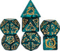 7-Die DND Dice Set Dragon Pattern Polyhedral Die with Leather Bag D&D Dice Set for RPG Table Games (Green W/Gold Dragon Pattern)