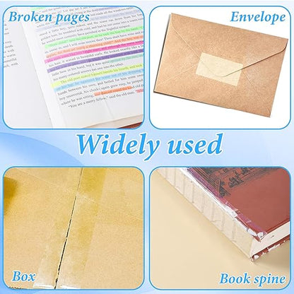 Clear Book Binding Tape 2 Inch Wide Archival Safe Acid-Free Book Repair Tape for Broken Pages Waterproof Adhesive Books Binding Tapes Material for Reinforcing Books Spines(2 Inch x 16.5 Feet)