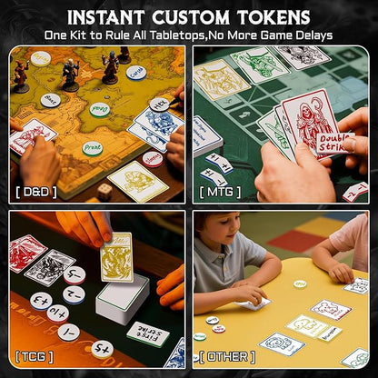 All-in-One Dry Erase MTG Tokens Gift Bundles - 50 Reusable Proxy Cards + 75 Blank Acrylic Counters & Tags Set with 5 Color-Coded Markers for TCG Players, Commander Decks & D&D