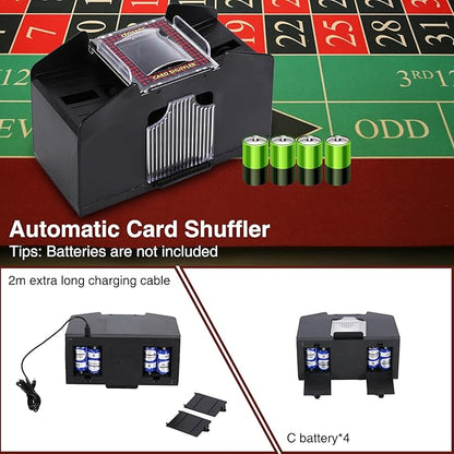 ITOME Automatic Card Shuffler, 2/4/6 Decks Electric Heavy Duty Card Shuffler for Cards Rechargeable and Battery Operated Perfect for Poker, UNO and Card Games
