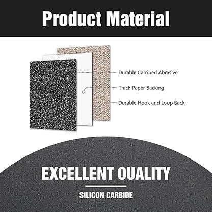 100 Pcs 5 inch Wet Dry Sanding Discs Grit 240 Hook and Loop 8 Hole Silicon Carbide Orbital Sander Sandpaper