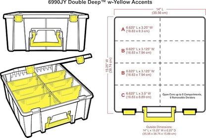 ArtBin 6990JY Super Satchel Double Deep Compartment Box - Art Storage with 8 Removable Compartments, Smart Closure for Craft Supplies (Yellow- Pack of 1)