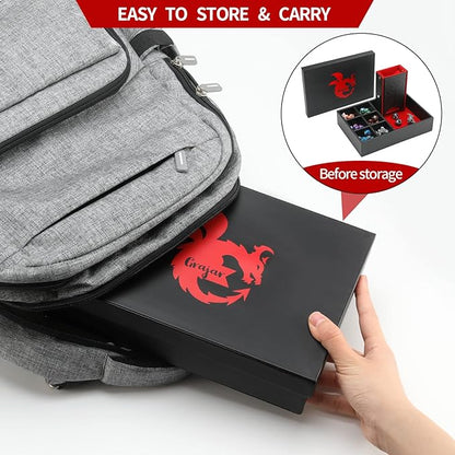 DND Dice Tray and Tower: Portable Dice Storage with Lid for Dungeons and Dragons, D&D, RPG, MTG & Table Games (Red)