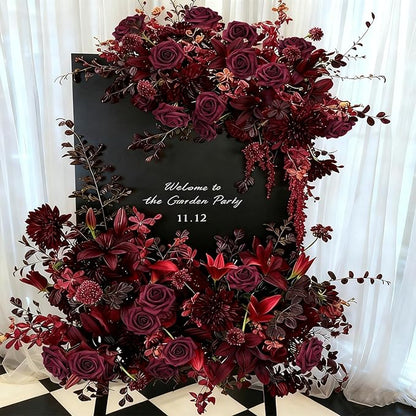 Artificial Flowers Foam Fake Roses 25pcs Dark Red Roses with Stems for Home Decor DIY Wedding Bouquets Party Bridal Shower Centerpieces Faux Flower Arrangements Tables Decorations