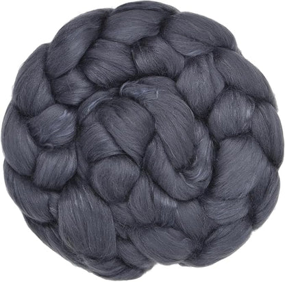 Merino Silk Luxe Tonal Designer Blend. Superfine Merino, Mulberry Silk, Tussah Silk. Top Roving for Spinning or Felting. Moon Shadow 1oz