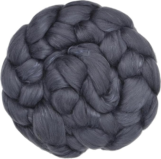 Merino Silk Luxe Tonal Designer Blend. Superfine Merino, Mulberry Silk, Tussah Silk. Top Roving for Spinning or Felting. Moon Shadow 1oz