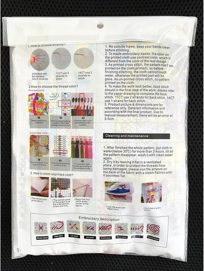 Xinpinzhou Seaside Landscape 11ct Cross Stitch Kits, 11 CT Funny Pre Printed Counted Stamped Cross Stitch Embroidery Needlepoint Patterns Kits for Beginners Adults Crossstitch 40x40 cm