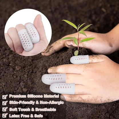 PAGOW 10pcs Gel Finger Cots/Covers, Silicone Finger Protector Support, Finger Caps Finger Sleeves Thumb Protector for Finger Cracking Trigger Finger Arthritis Pain Relief (White, Small)