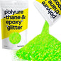 Hemway Polyurethane & Epoxy Resin Glitter 100g / 3.5oz Metallic Crystal Flake Additive for Flooring Jewelry Tumblers Glass Pigment - Chunky (1/40" 0.025" 0.6mm) - Fluorescent Green