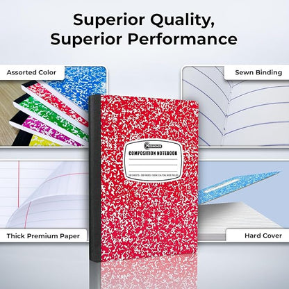 Rosmonde 5000 Pack (Pallet) Composition Notebooks Bulk, Wide Ruled, 200 Pages (100 Sheets), 9-3/4 x 7-1/2, Bulk Supplies for School Districts, Wholesale Orders, Educational Centre, 4-7 Days Transit