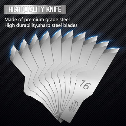 100 Pack Hobby Blades Craft Knife Blade Refill #16 Hobby Knife Replacement Blades with Storage Box for DIY Cutting Caving