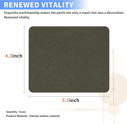 Azobur Sofa Fabric Repair Patch, 6 Piece Microfiber Patches, Self Adhesive Fabric Sofa Patch Repair Fabric, Luxurious Look, Quick Fix Sofa.（Olive Green）