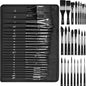 Nicpro 24pcs Watercolor Brushes Professional, Soft Synthetic Squirrel Hair Watercolor Brush Set with Cloth Roll, Round, Liner, Flat, Filbert, Dagger, Cat Tongue for Water Color Gouache Inks Painting