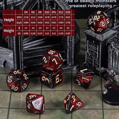 CiaraQ DND Dice Set - 26 x 7 (182pcs) Polyhedral Dice for Dungeons and Dragons D&D RPG MTG Role Playing Table Games, with a Large Flannel Bag