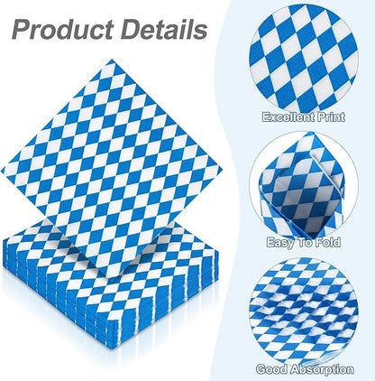 Aodaer 48 Pieces Oktoberfest Paper Napkins Disposable Oktoberfest Party Napkins Oktoberfest Cocktail Dinner Napkin Set 13" x 13" Unfolded Oktoberfest Tableware Napkins for Oktoberfest Party Supplies