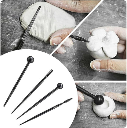 EIGTWEN 100ml Air Dry Clay Glaze and 29pcs Clay tools kit, Matte Clay Varnish Protects Clay from Surface Wear, Pottery Tools Can be Used for Stippling, Carving, Molding, and Shaping Clay Crafts(Matte)