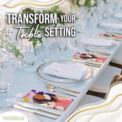 Trendables Floral Napkins for decoupage 200 Pcs 3 Ply floral paper napkins decorative Guest Towels Disposable Bathroom, Flower Design For Tea Party Decorations, Dinners & Weddings