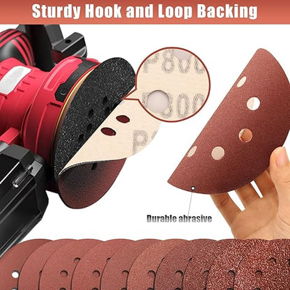 800 Grit 5 Inch Sanding Discs Hook and Loop Sandpaper, 150 PCS 8 Hole Adhesive Extra Fine Sand Paper for Random Orbital Sander