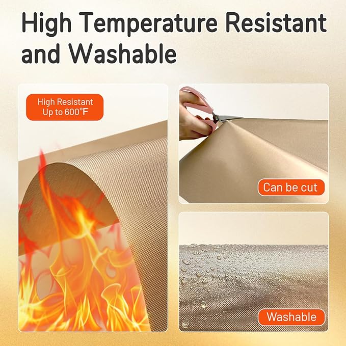 TransOurDream 3 PTFE Teflon Sheets Size XL16 x 24" for Heat Transfer Paper and Sublimation Paper and 6 Magnets for Holding Heat Press Reusable Heat Resistant Non stick