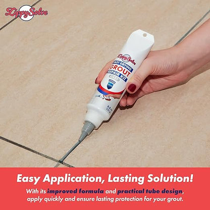 Tile Grout, Repair Kit,Restore & Renew Tile Joints Line, Fast Drying Grout Paint Squeeze Tube for Bathroom Shower Kitchen Floor, Waterproof (8.8 oz) (Grey)
