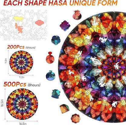 Puzzles for Adults Crystal Mandela Wooden Puzzles, 200 Pieces Unique Shaped Liberty Jigsaw Puzzles, Creative Toys for Adults and Kids, Fun Challenge Family Game 11.2'' x 11.2''