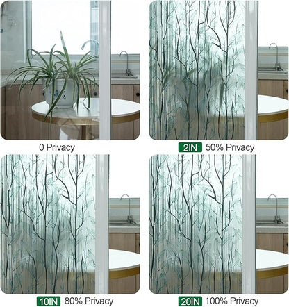 DKTIE Nature Pattern Rainbow Window Film Decorative Stained Glass Window Film Static Cling Films Easy Apply Removable Comes with Tools (U1747-Reeded Glass, 17.7" x 118.1")