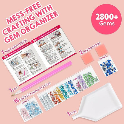 Klever Kits 16 Projects Gem Painting, Kids Diamond Gem Painting Kit with 5D Gem, Arts and Crafts for Girls Ages 6-12, Gem Craft Activities Kits, Premium Art Gift Ideas for Girls Ages 6, 7, 8+