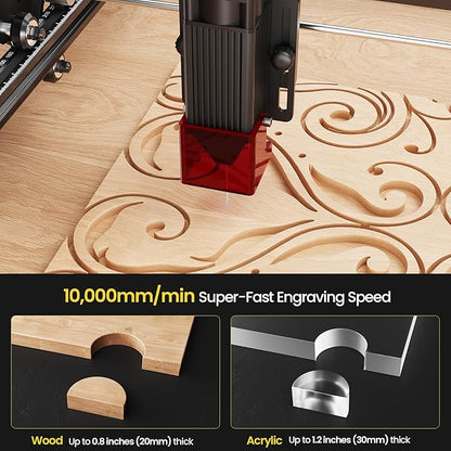 LONGER Laser Engraver Ray5 10000mW Engraver Machine DIY CNC Laser Cutter Tool for Metal Glass Wood Working Area 15.7 "x15.7" with Air Assist Rotary Roller Kit Laser