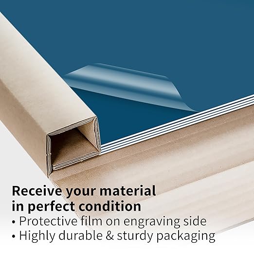 Trotec TroLase | 12"x20"x1/8", 4 Pcs | Blue/White | 2 Ply | Modified Acrylic | Laser Engraving Double Color Plastic Sheet | Engraving Blanks for Laser, Saw, Guillotine | Made in USA