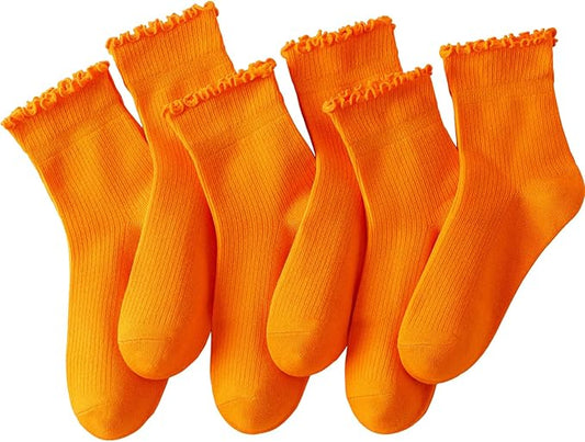 Hstyle 6 Pairs of Ruffle Socks Women, Cute Ruffle Ankle Socks