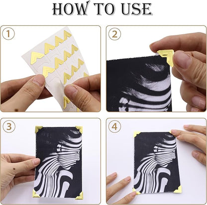 240 Pieces Photo Corners Self Adhesive Photo Corner Stickers, Picture Mounting Corners Acid Free Photo Corner for DIY Scrapbook, Album, Picture Frames, Journal Supplies (Gold)